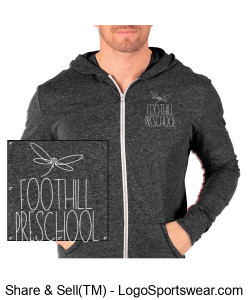 Blue Generation Adult Triblend Contrast Zip Front Hoodie Design Zoom